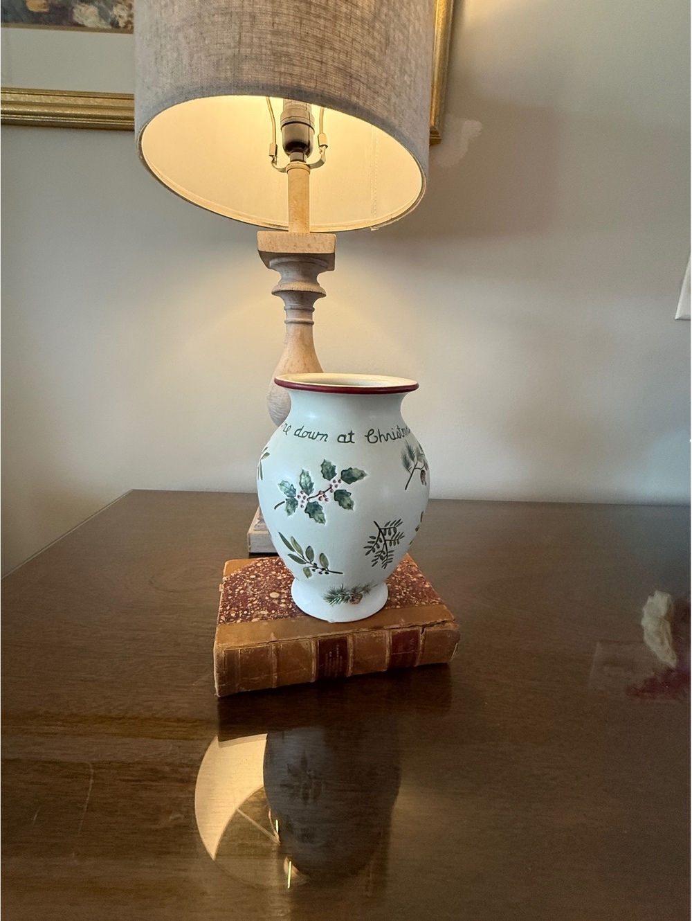 Christianbook CBD Ceramic Holiday Holly Vase - Love Came Down at Christmas Poem